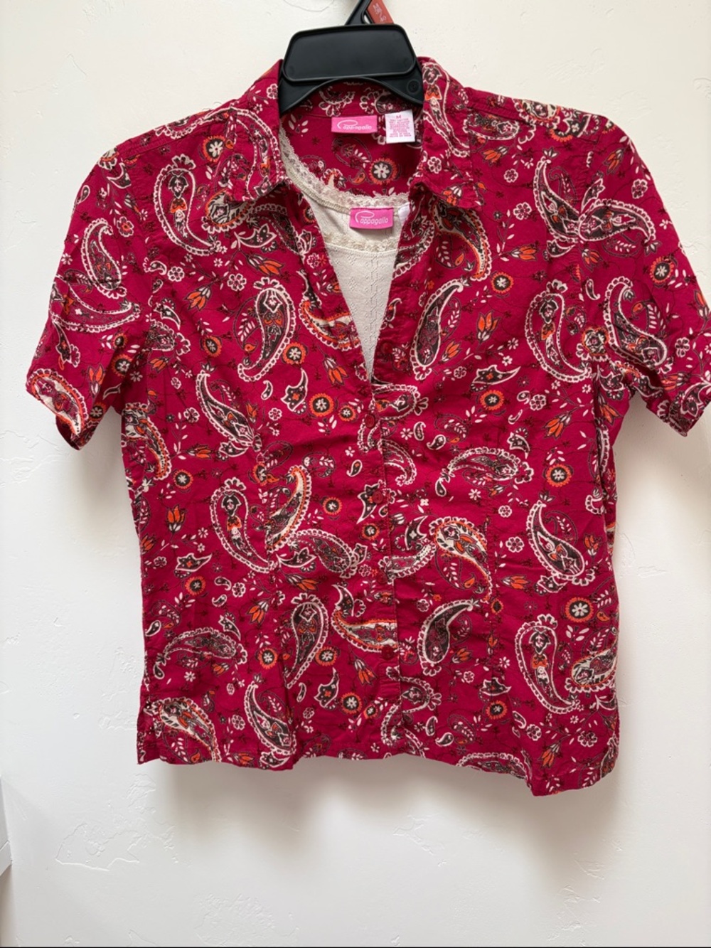 Pappagallo Fuchsia Paisley Short-Sleeve Button-Up Shirt